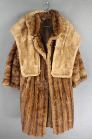 Dickens & Jones, a lady's mink stole together with a lady's full length mink coat 