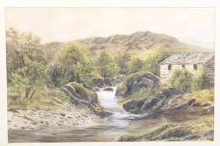G V Sherrif, watercolour drawing, study of an old mill North Wales, bears faded label to the reverse 17 1/2" x 26 1/2" 