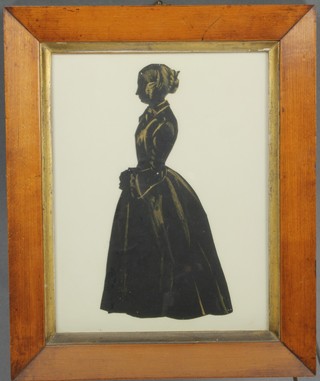 A 19th Century silhouette, a study of a young lady with gilt highlights 8 1/4" x 6 1/4" 