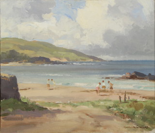 Maurice Canning Wilks, (1910-1984), impressionist oil on board "Cushendun Bay County Denton", signed, the reverse with John Magee gallery label, 4 Donegal Square, Belfast 12" x 14 1/2" Â 	