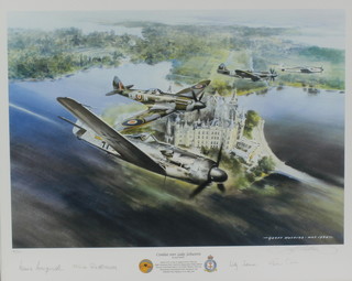 20th Century print, Combat over Lake Schwerin, signed in pencil by the artist Geoff Nutkins no.41/525 17" x 22" 