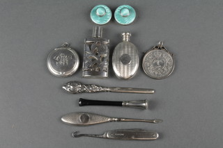 A silver pocket watch case and minor silver items