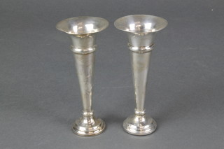 A pair of silver tapered posy vases, Birmingham 1938 5" 