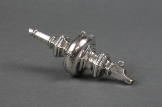 A Victorian silver plated whistle, rattle and teether