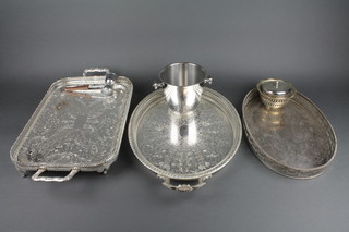 2 silver plated 2 handled trays and minor plated items