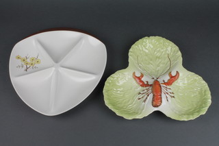 A Carltonware triangular hors d'oeuvres dish, a ditto salad dish with lobster decoration 10" 