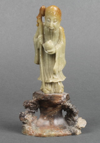 A carved soapstone figure of Chu Lau  6" 