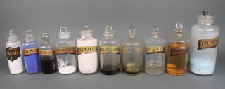 10 19th Century clear glass apothecary jars