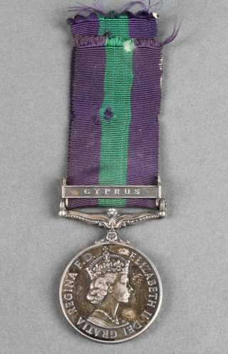 A General Service medal with Cyprus bar to 4172349 L.A.C.J.F. Wilkinson R.A.F. 