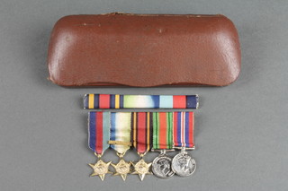 Miniatures, a World War two group of medals 1939-45, Atlantic and bar Burma Star, Defence and British War medal