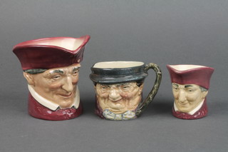 3 Royal Doulton character jugs - Cardinal 4", Tony Weller 2" and Cardinal 2" 