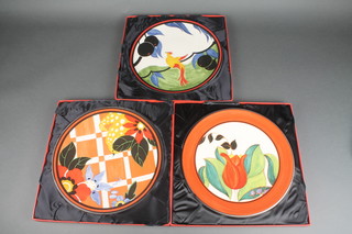 3 boxed Wedgwood Clarice Cliff style limited edition plates 12" 