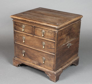 A wine cooler with hinged lid in the form of a 17th Century oak chest of 2 short and 2 long drawers, raised on bracket feet 19"h x 19"w x 16"d 