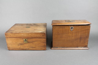 A Victorian rectangular oak stationery box with hinged lid 7"h x 10"w x 4 1/2"d  together with a Victorian walnut writing slope 5"h x 10"w x 8 1/2"d 