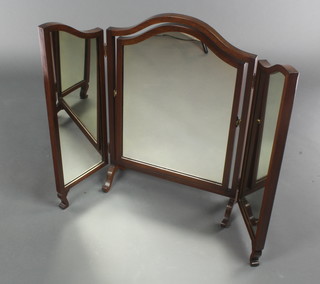 A 1930's triple plate dressing table mirror contained in a mahogany swing frame 27"h x 37"w 