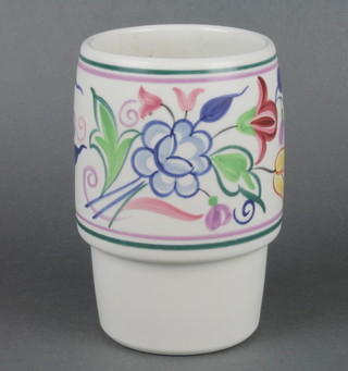 A 1960's Poole vase decorated with wide band of flowers 6" 