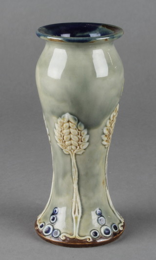A Royal Doulton waisted oviform vase decorated with stylised flowers 5 1/2"