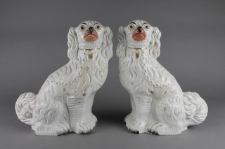 A pair of Victorian Staffordshire Spaniels 12" 