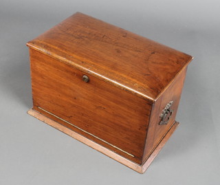 A late Victorian mahogany stationery box with hinged lid, the interior fitted 3 drawers complete with ink wells and incorporating a writing slope 11"h x 16 1/2"w x 10"d 