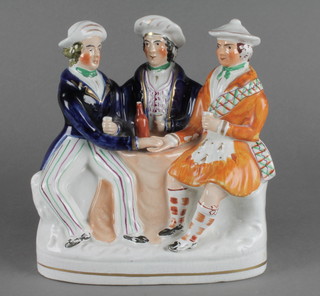 A Victorian Staffordshire figure group "Auld Lang Syne" 9" 