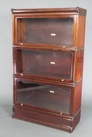 A mahogany 3 section Globe Wernicke book case