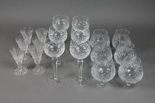 A set of cut glass drinking glass comprising 6 liqueurs, 6  brandy and 6 hocks