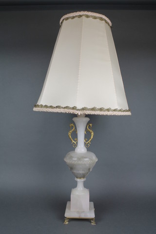 An alabaster and gilt mounted table lamp 18" 