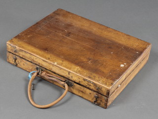 A 19th Century mahogany artists box the hinged lid revealing a zinc fitted interior 3" x 15" x 12"