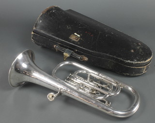 A silver plated tuba by Boosey & Hawkes, the bell marked Class A 123156 