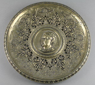 A Victorian circular pierced gilt metal plaque to commemorate the 1897 Jubilee 13"  
