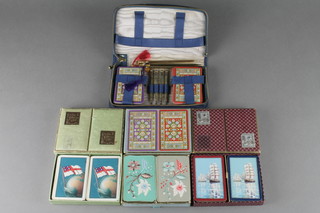 A double pack of Waddingtons playing cards, 2 other double packs of playing cards, a bridge set comprising 2 packs of cards, 4 gilt propelling pencils and 4 further gilt propelling pencils