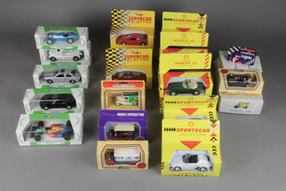 8 Shell Classic Sports Car Collection models, 5 Mobil Sports Car Collection models and a collection of various model cars 
