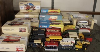 A Corgi limited edition fire service model The Fire Engine no.97355, 1 other AEC Ladder Dublin, 6 Corgi classic commercial vehicles boxed and a collection of other Corgi vehicles 