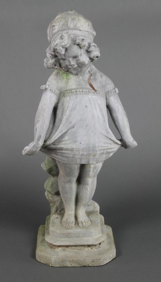 A lead figure of a standing girl 18"h
