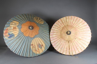 A bamboo parasol (finial f and r) and a bamboo and paper parasol 