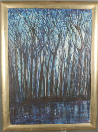 Aligi Sassu, oil painting on panel, an atmospheric woodland scene, signed 27" x 19"  