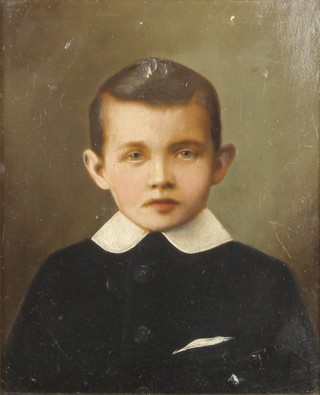 An Edwardian oil on canvas, study of a young boy, unsigned, 11 1/2" x 9 1/2"  