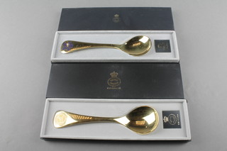 2 boxed silver gilt Georg Jensen spoons
