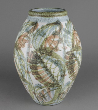 A 1970's Denby baluster vase with geometric decoration 