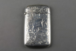 A George V engraved silver card case Birmingham 1911 36 grams