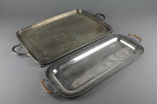 2 silver plated 2 handled trays