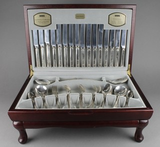 A mahogany canteen of Viners silver plated cutlery