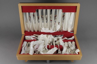 An oak canteen of silver plated cutlery for 6