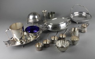 A silver plated entree set and a quantity of silver plated items