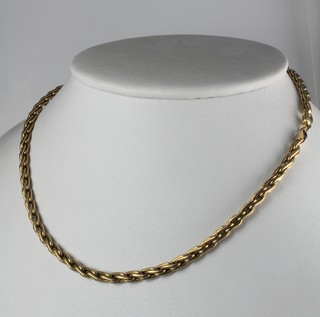An 18ct yellow gold fancy link necklace, 18 grams 