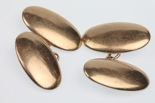A pair of 9ct gold plain cufflinks, 8 grams
