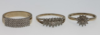 3 9ct gold gem set rings, size P