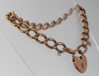 A 9ct gold bracelet with heart padlock, 10 grams