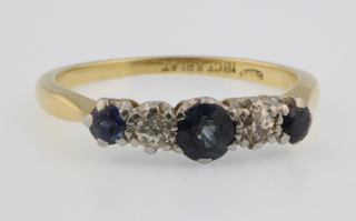 A 9ct gold sapphire and diamond ring, size M