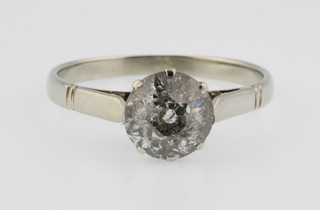An 18ct gold single stone diamond ring, approx 1.3ct, size K 1/2
